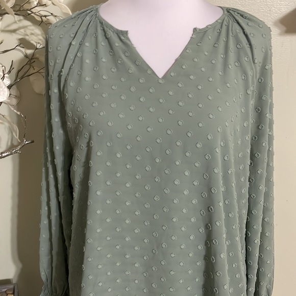 Chico's Sage Green Long Sleeve Blouse - Picture 2 of 9